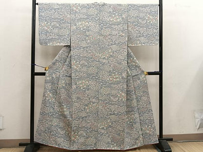 平和屋着物■上質な小紋　風景花文　正絹　逸品　BAAW6680mz