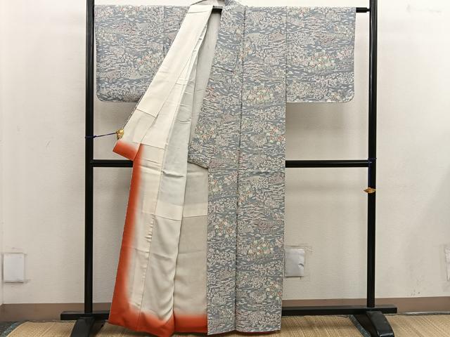 平和屋着物■上質な小紋　風景花文　正絹　逸品　BAAW6680mz