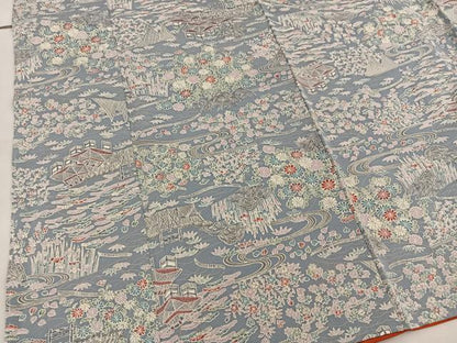 平和屋着物■上質な小紋　風景花文　正絹　逸品　BAAW6680mz