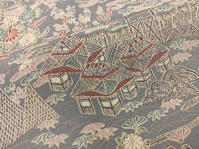 平和屋着物■上質な小紋　風景花文　正絹　逸品　BAAW6680mz