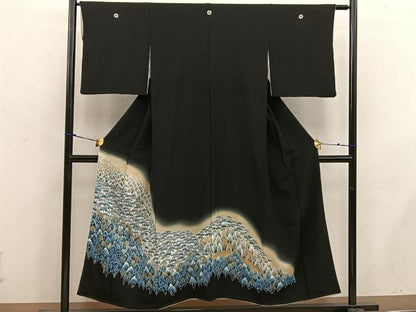 平和屋着物■豪華黒留袖 樹林文 暈し染め 金彩 正絹 逸品 BAAW6681mz