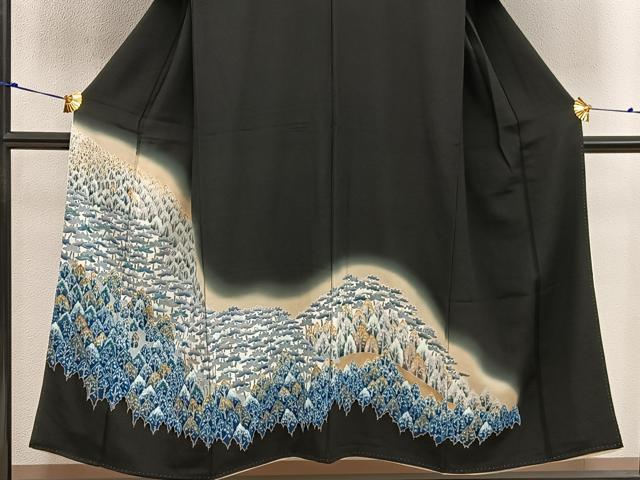 平和屋着物■豪華黒留袖 樹林文 暈し染め 金彩 正絹 逸品 BAAW6681mz