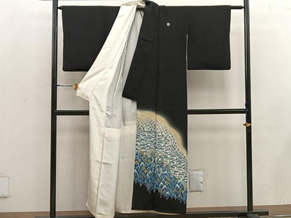 平和屋着物■豪華黒留袖 樹林文 暈し染め 金彩 正絹 逸品 BAAW6681mz