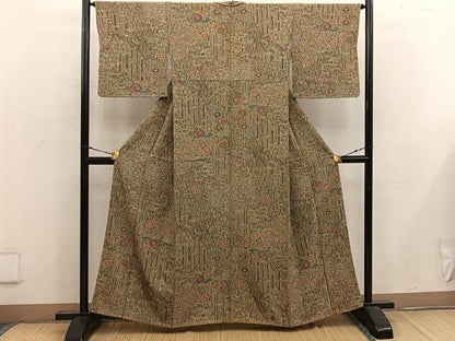 平和屋着物■上質な小紋　舞蝶花文　正絹　逸品　BAAW6682mz
