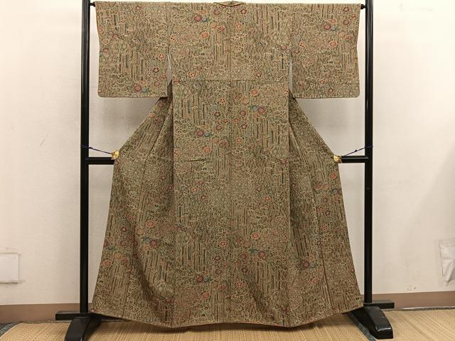 平和屋着物■上質な小紋　舞蝶花文　正絹　逸品　BAAW6682mz