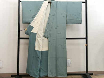 平和屋着物■上質な小紋　笹の葉地紋　地紋起こし　正絹　逸品　BAAW6693mz