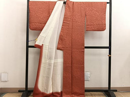 平和屋着物■上質な小紋　絞り　麻の葉文様　正絹　逸品　BAAW6697mz