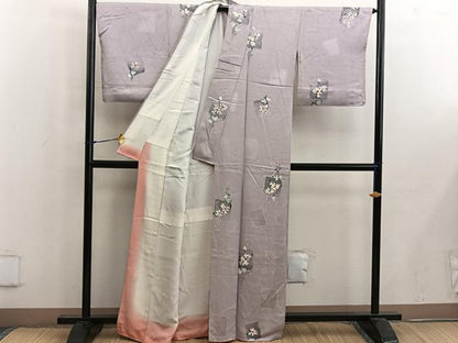 平和屋着物■上質な小紋　破れ色紙花文　地紋起こし　正絹　逸品　BAAW6698mz