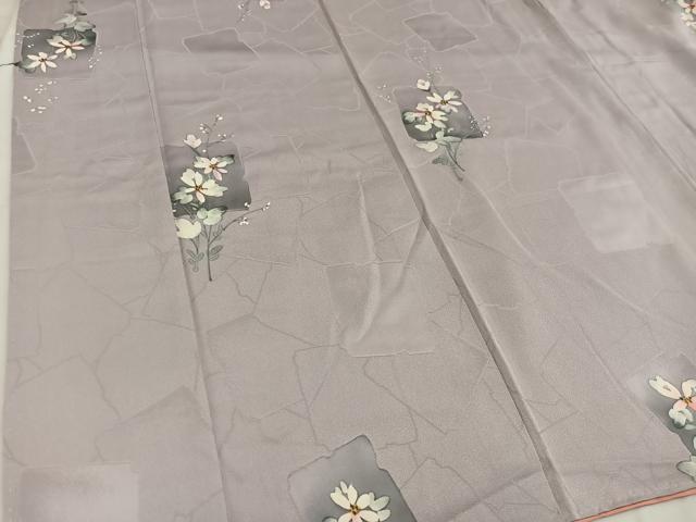 平和屋着物■上質な小紋　破れ色紙花文　地紋起こし　正絹　逸品　BAAW6698mz