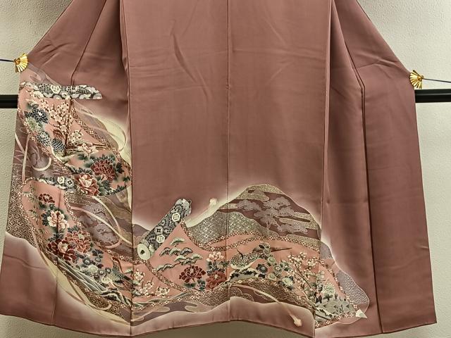 平和屋着物■豪華色留袖　駒刺繍　花鳥文　暈し染め　金彩　正絹　逸品　BAAW6704mz