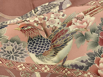 平和屋着物■豪華色留袖　駒刺繍　花鳥文　暈し染め　金彩　正絹　逸品　BAAW6704mz