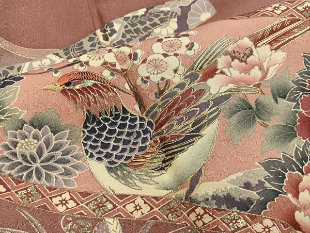平和屋着物■豪華色留袖　駒刺繍　花鳥文　暈し染め　金彩　正絹　逸品　BAAW6704mz