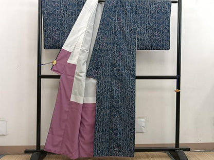 平和屋着物■上質な紬　笹竹文　正絹　逸品　BAAW6706mz