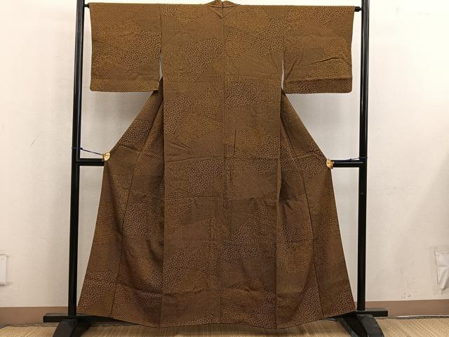 平和屋着物■江戸小紋　切嵌亀甲花文　正絹　逸品　BAAW6713mz