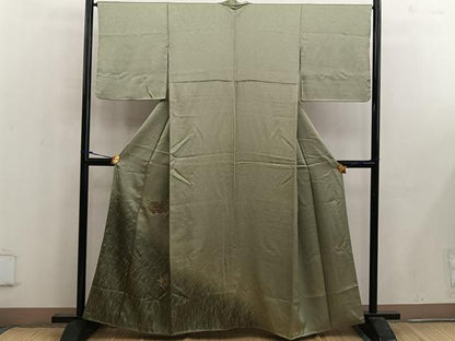 平和屋着物■訪問着　駒刺繍　スワトウ刺繍　地紙重ね花文　金糸　正絹　逸品　BAAW6714mz
