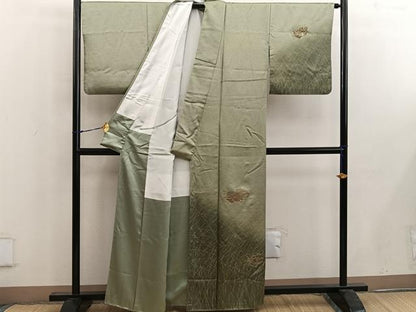 平和屋着物■訪問着　駒刺繍　スワトウ刺繍　地紙重ね花文　金糸　正絹　逸品　BAAW6714mz