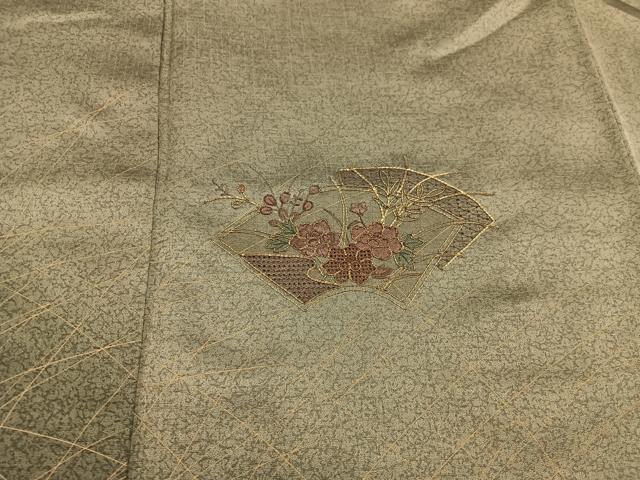 平和屋着物■訪問着　駒刺繍　スワトウ刺繍　地紙重ね花文　金糸　正絹　逸品　BAAW6714mz