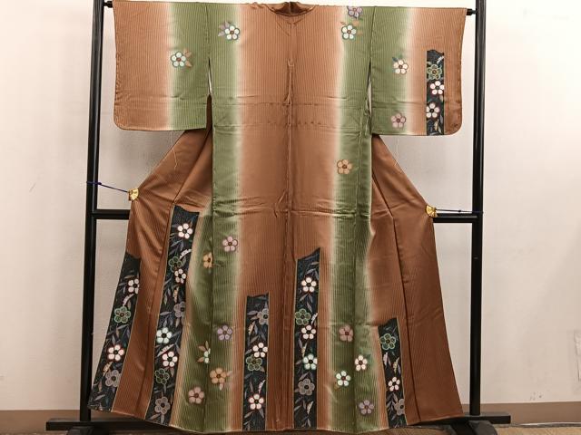 平和屋着物■訪問着　梅花文　暈し染め　金彩　正絹　逸品　BAAW6718mz