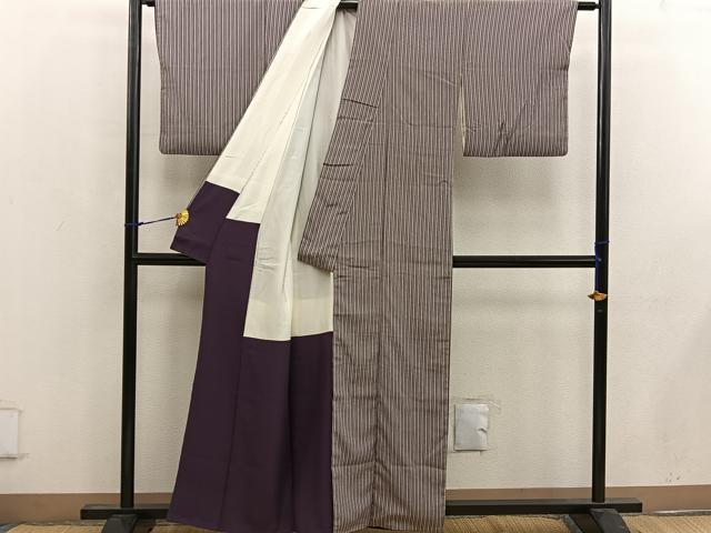平和屋着物■上質な小紋　縞　正絹　逸品　BAAW6727mz