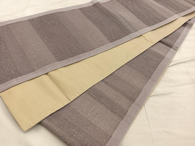 平和屋着物▽全通柄袋帯 紬地 横段文 スリーシーズン 春夏秋 正絹 逸品 BAAW6739mz