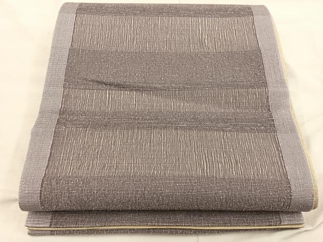 平和屋着物▽全通柄袋帯 紬地 横段文 スリーシーズン 春夏秋 正絹 逸品 BAAW6739mz