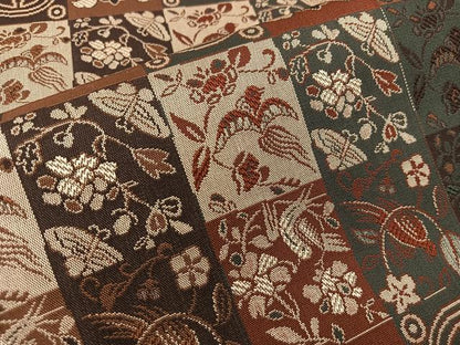 平和屋着物●両面　全通柄袋帯　花鳥丸文　正絹　逸品　BAAW6741mz