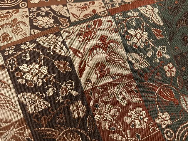 平和屋着物●両面　全通柄袋帯　花鳥丸文　正絹　逸品　BAAW6741mz