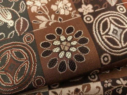 平和屋着物●両面　全通柄袋帯　花鳥丸文　正絹　逸品　BAAW6741mz