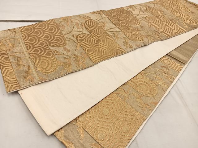 平和屋着物◎六通柄袋帯 亀甲枝松文 金糸 正絹 逸品 BAAW6777mz