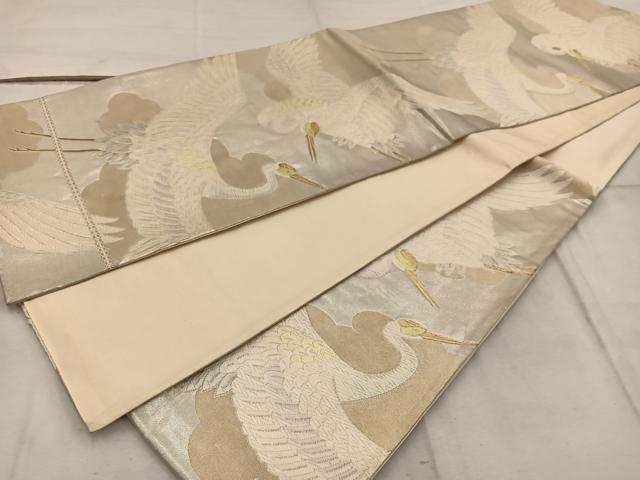 平和屋着物◎六通柄袋帯 唐織 飛鶴文 金糸 正絹 逸品 BAAW6780mz