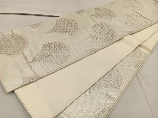 平和屋着物◎六通柄袋帯 青海波花文 銀糸 正絹 逸品 BAAW6793mz