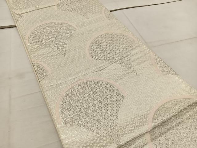 平和屋着物◎六通柄袋帯 青海波花文 銀糸 正絹 逸品 BAAW6793mz