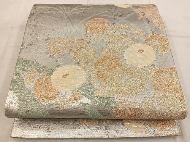 平和屋着物◎佐賀錦　六通柄袋帯　手織引箔　草花文　金銀糸　正絹　逸品　BAAW6801mz
