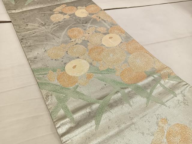 平和屋着物◎佐賀錦　六通柄袋帯　手織引箔　草花文　金銀糸　正絹　逸品　BAAW6801mz