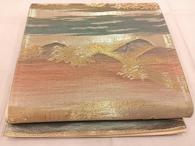 平和屋着物◎六通柄 京袋帯 遠山文 金糸 正絹 逸品 BAAW6806mz