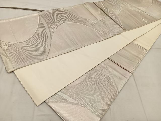 平和屋着物◎六通柄袋帯 飛鶴文 銀糸 正絹 逸品 BAAW6817mz