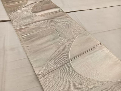 平和屋着物◎六通柄袋帯 飛鶴文 銀糸 正絹 逸品 BAAW6817mz