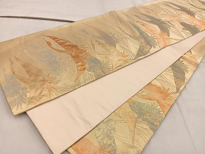 平和屋着物◎六通柄袋帯　飛鶴　金糸　正絹　逸品　BAAW6821mz