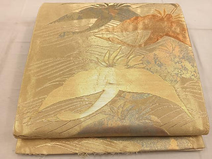 平和屋着物◎六通柄袋帯　飛鶴　金糸　正絹　逸品　BAAW6821mz