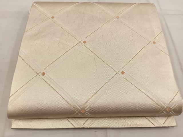 平和屋着物◎六通柄袋帯 菱 金糸 正絹 逸品 BAAW6829mz