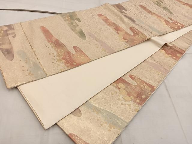 平和屋着物◎六通柄袋帯 エ霞文 金糸 正絹 逸品 BAAW6839mz