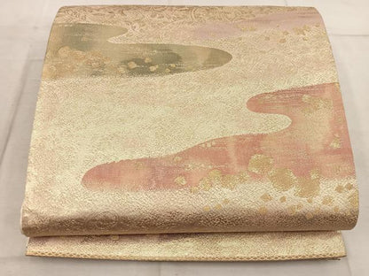 平和屋着物◎六通柄袋帯 エ霞文 金糸 正絹 逸品 BAAW6839mz