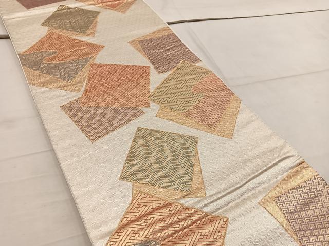 平和屋着物◎六通柄袋帯　佐賀錦二重箔　色紙重ね吉祥文　正絹　逸品　BAAW6841mz