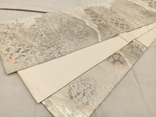 平和屋着物◎六通柄袋帯　古京錦　風景文　二重引箔　正絹　逸品　BAAW6843mz