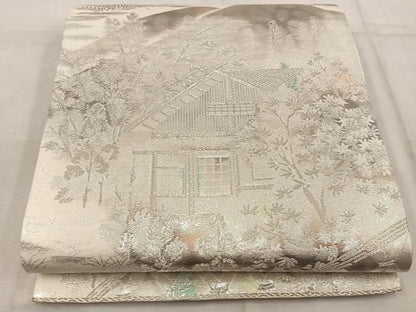 平和屋着物◎六通柄袋帯　古京錦　風景文　二重引箔　正絹　逸品　BAAW6843mz
