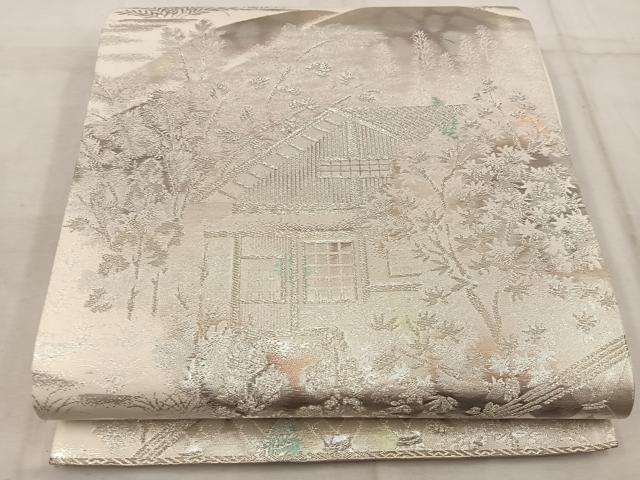 平和屋着物◎六通柄袋帯　古京錦　風景文　二重引箔　正絹　逸品　BAAW6843mz