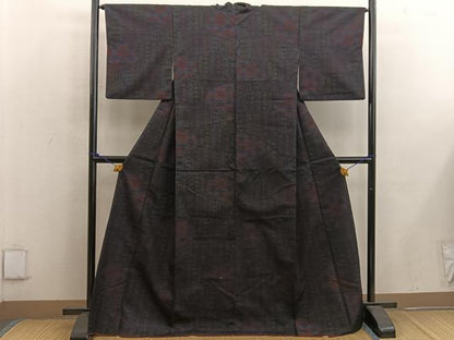 平和屋着物■結城紬　麻の葉文様　正絹　逸品　BAAW6857mz