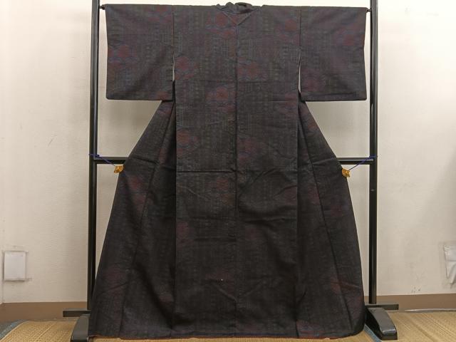 平和屋着物■結城紬　麻の葉文様　正絹　逸品　BAAW6857mz