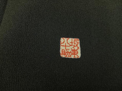 平和屋着物■五代 歌舞伎役者 坂東八十助 黒留袖 刺繍 鳳凰花文 暈し染め 金銀彩 正絹 逸品 BAAW6858mz