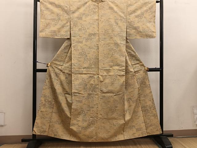 平和屋着物■上質な紬　草花文　正絹　逸品　BAAW6863mz